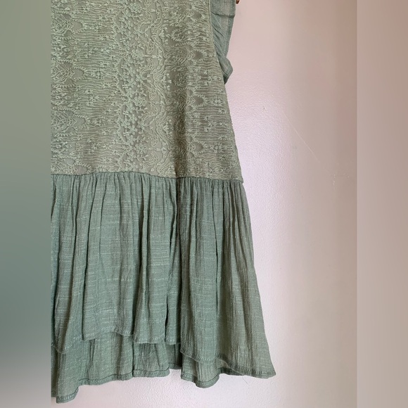 Umgee  blouse babydoll peasant shirt, boho top lace gauzy coastal Spring large - Picture 6 of 6